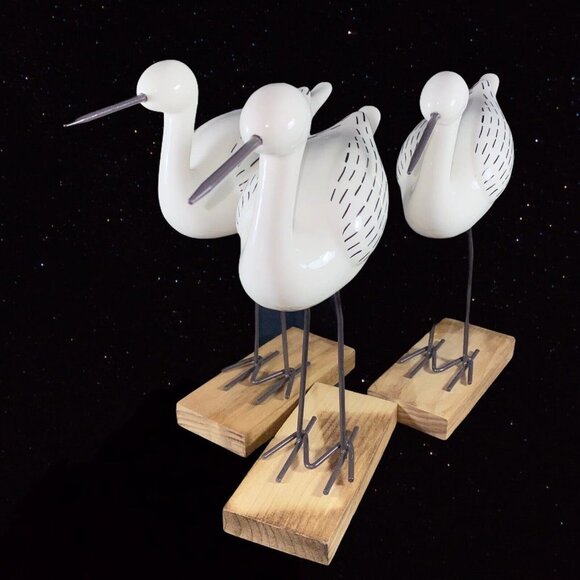 3 Piece Lucier Beach Bird Figurine Set Wood Figurine Home Decor 9”T Decorative - Picture 6 of 8